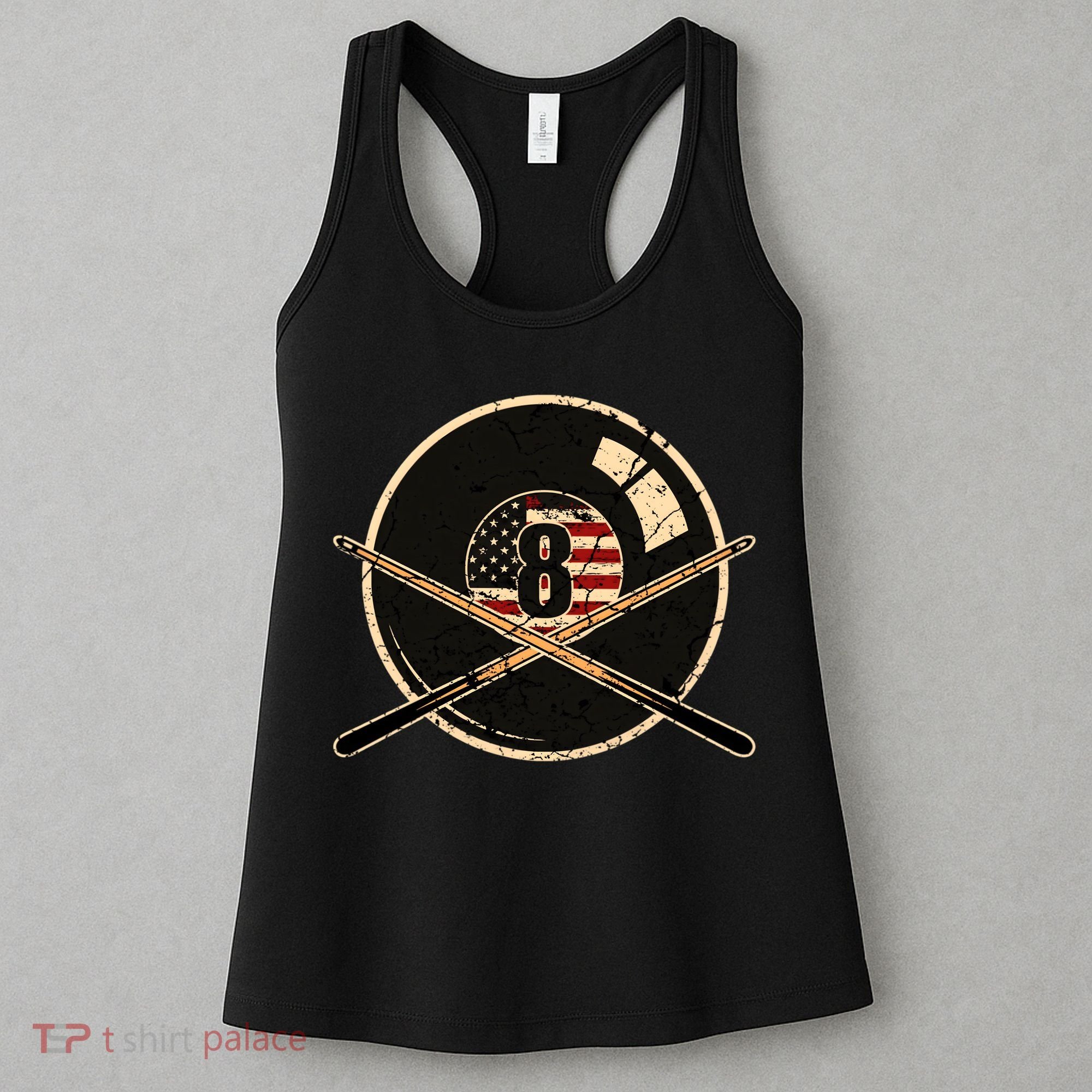 Billiards Eight Balls With American Flag Billiards Dad Gift For Father’s Day Women's Tank Top