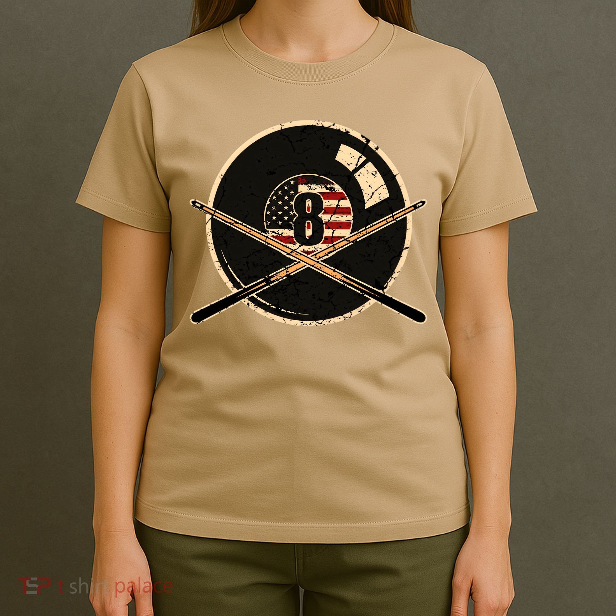 Billiards Eight Balls With American Flag Billiards Dad Gift For Father’s Day T-Shirt