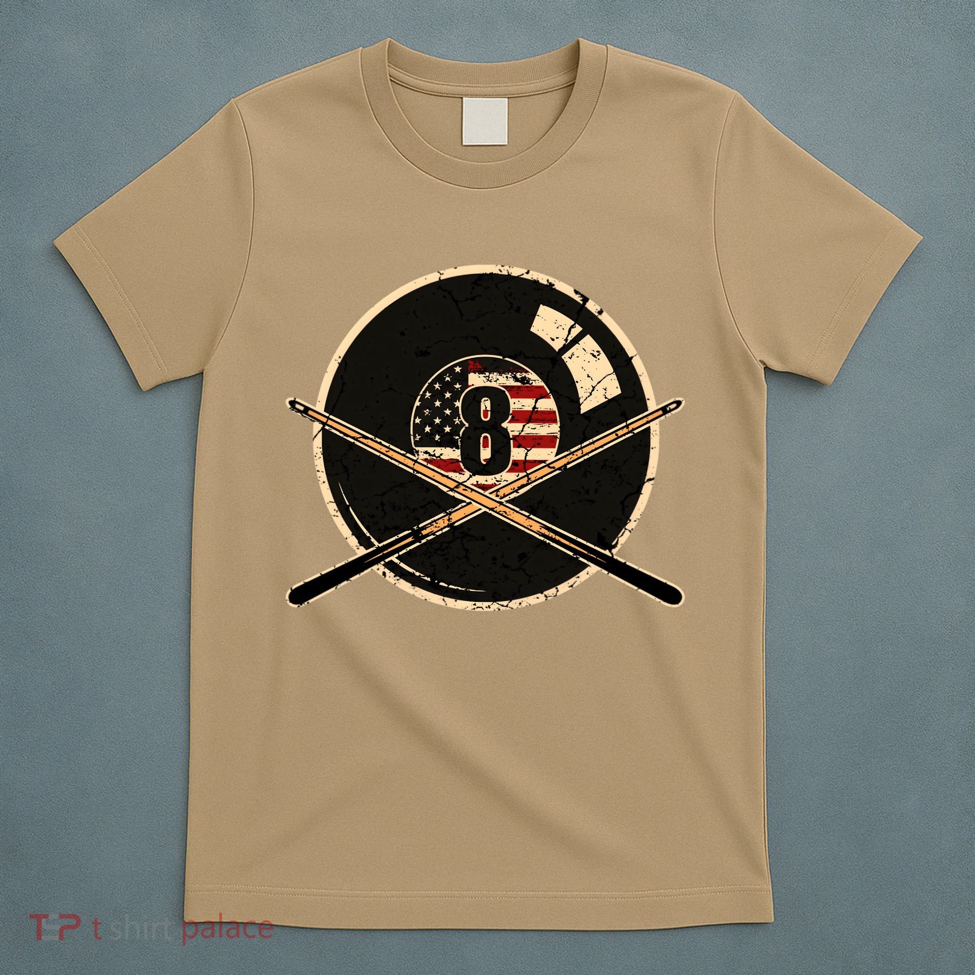Billiards Eight Balls With American Flag Billiards Dad Gift For Father’s Day T-Shirt