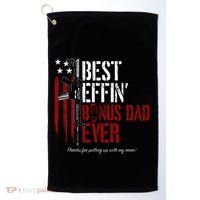 Best Effin’ Bonus Dad Ever Daddy Gun Rights American Flag Golf Towel thumb 0