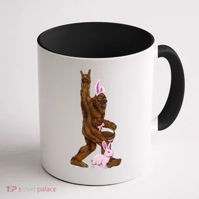 Bigfoot Easter Bunny Cute Coffee Mug back