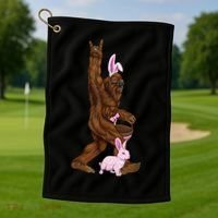 Bigfoot Easter Bunny Cute Golf Towel thumb 1