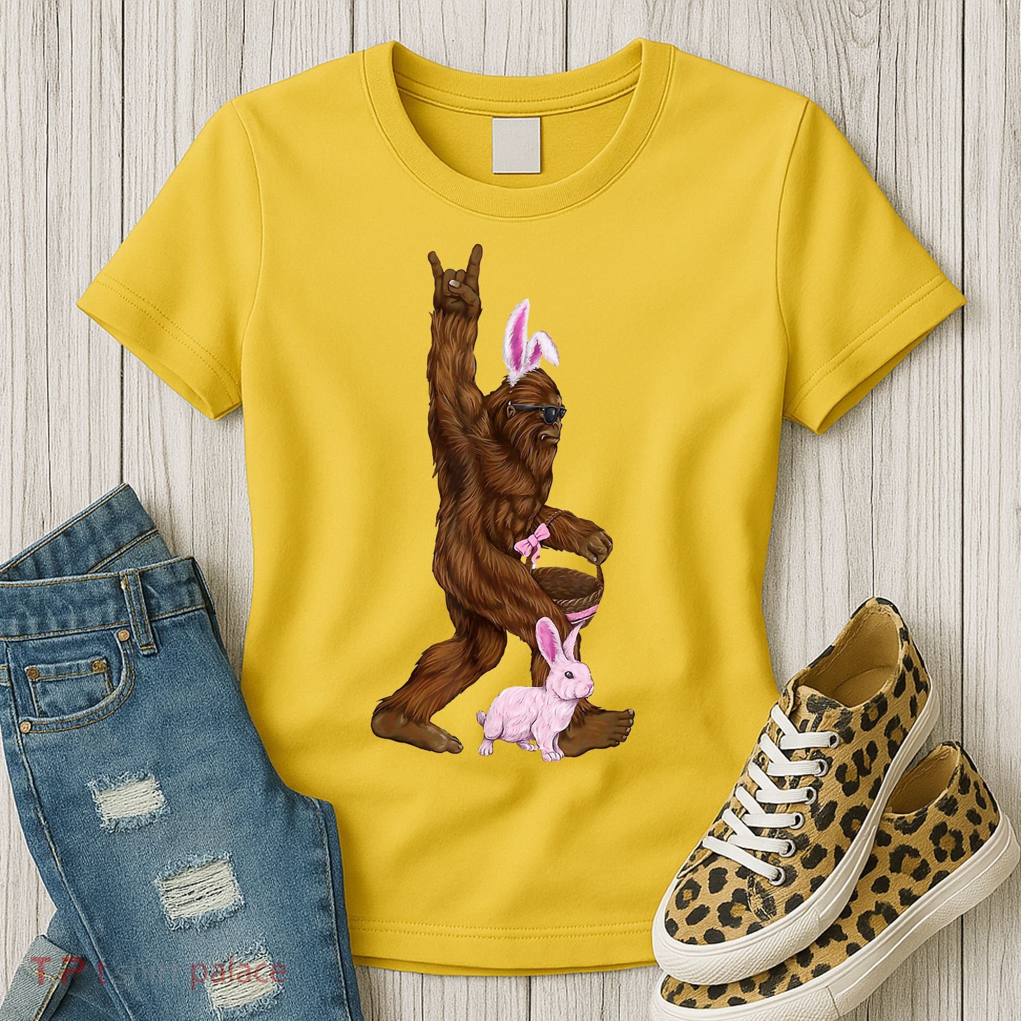 Bigfoot Easter Bunny Cute Women's T-Shirt