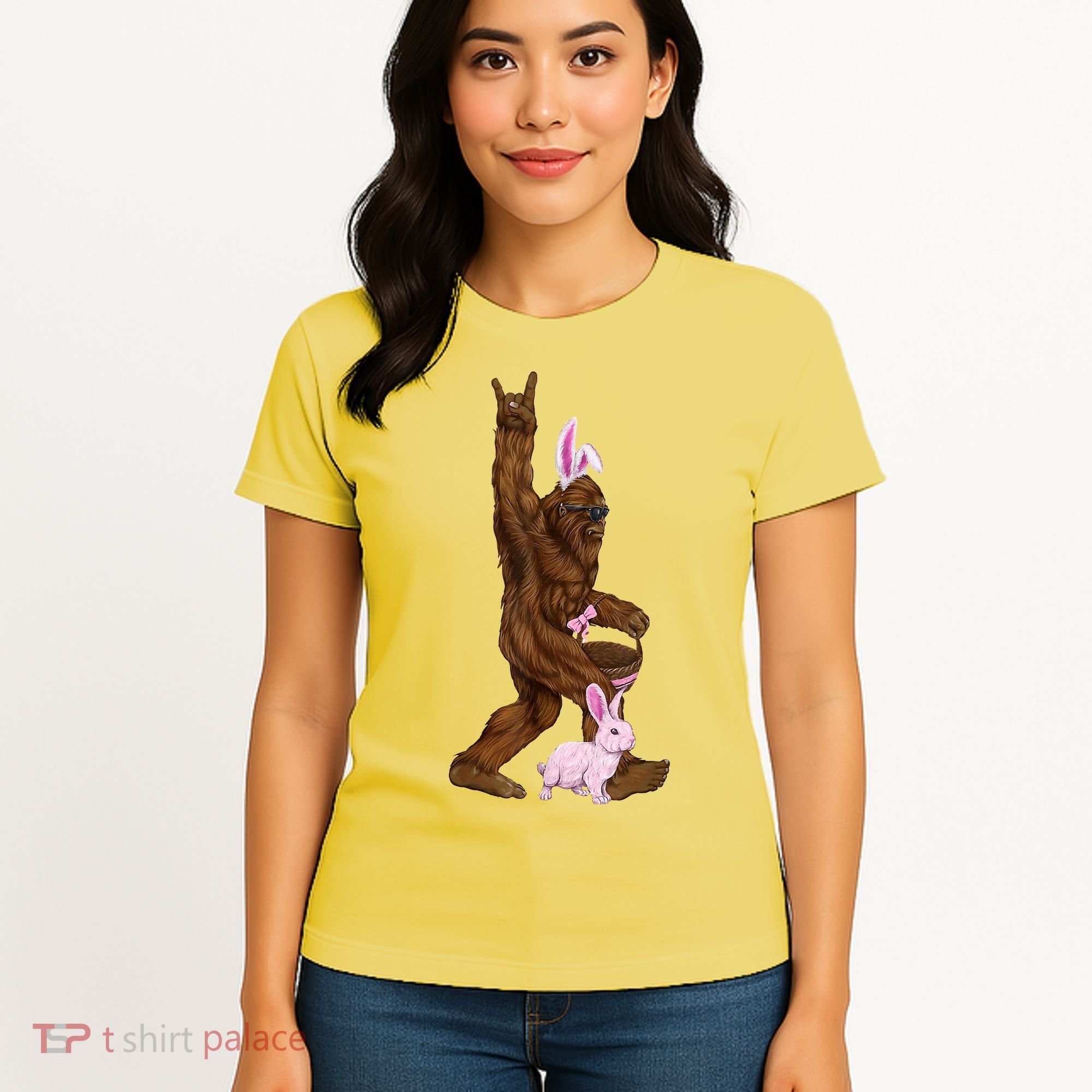 Bigfoot Easter Bunny Cute Women's T-Shirt
