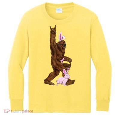 Bigfoot Easter Bunny Cute Kids Long Sleeve Shirt
