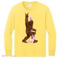 Bigfoot Easter Bunny Cute Kids Long Sleeve Shirt thumb 0