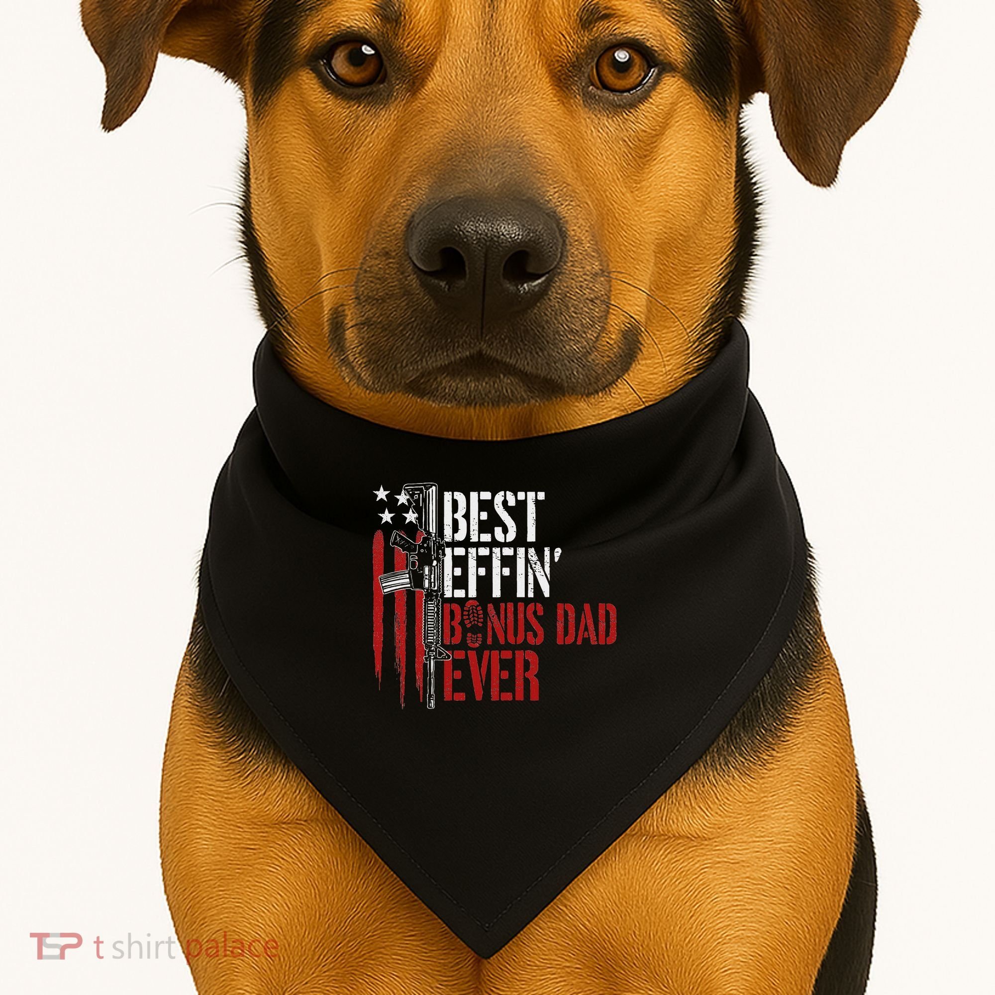 Best Effin’ Bonus Dad Ever Daddy Gun Rights American Flag USA-Made Doggie Bandana
