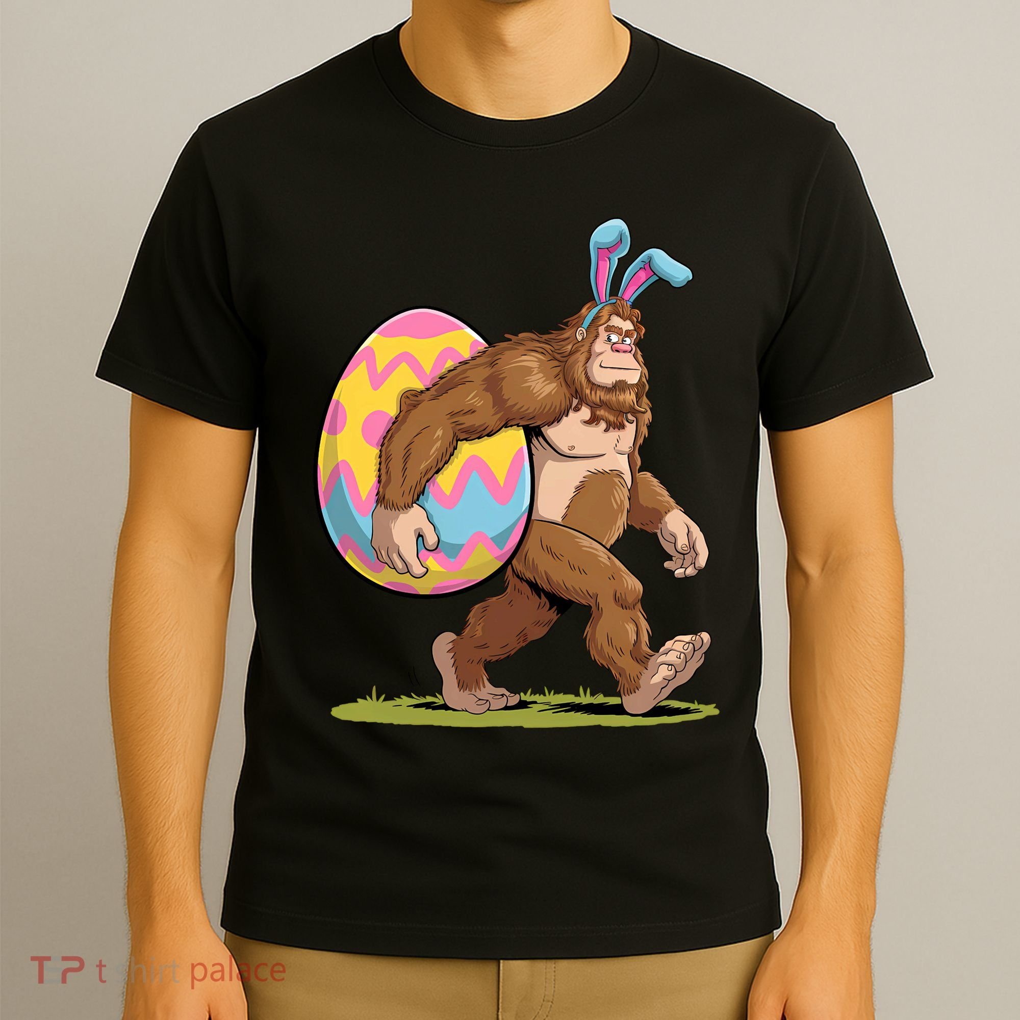 Bigfoot Easter Bunny Ears Egg Sasquatch Lover Gift T-Shirt