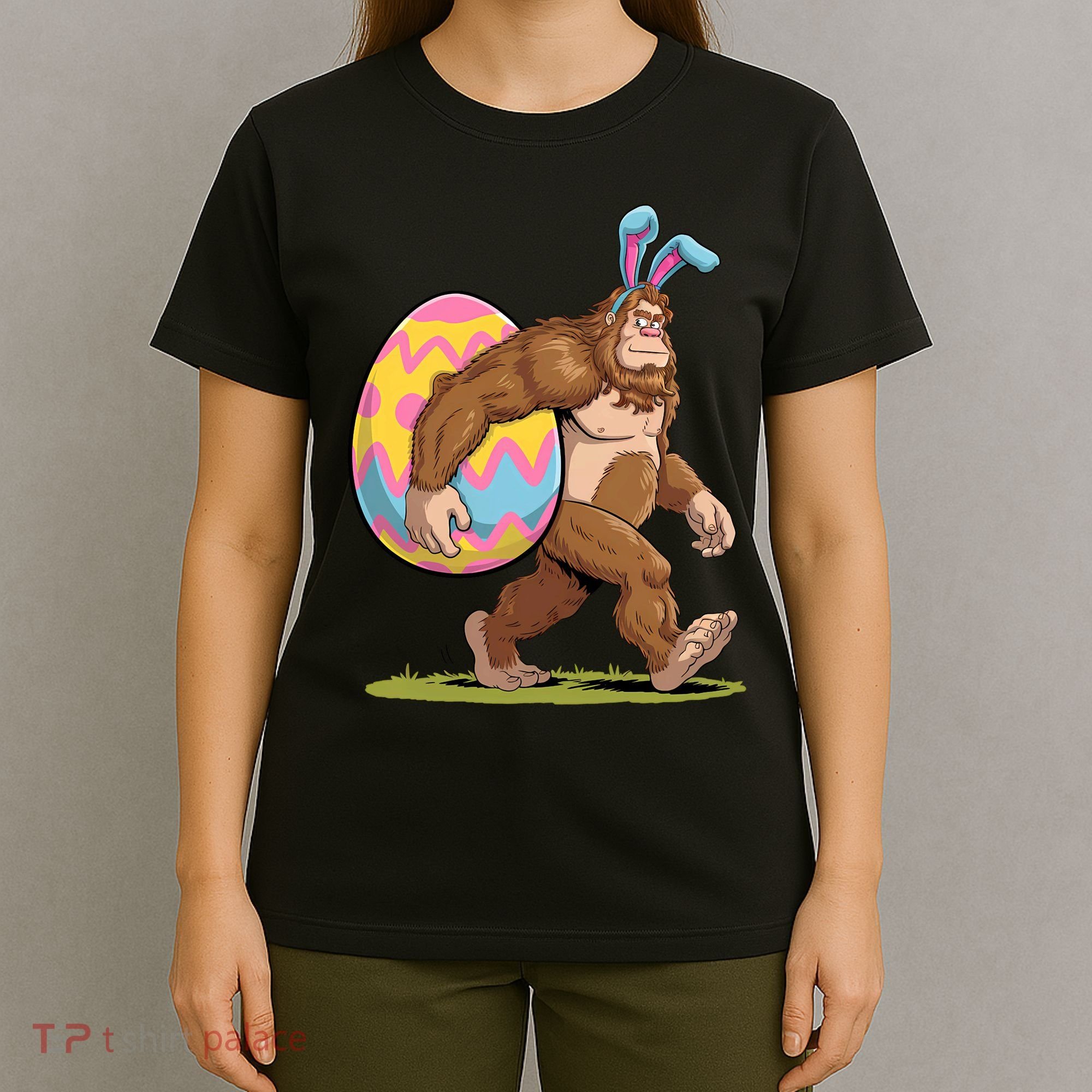 Bigfoot Easter Bunny Ears Egg Sasquatch Lover Gift T-Shirt