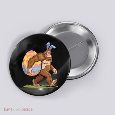 Bigfoot Easter Bunny Ears Egg Sasquatch Lover Gift Button