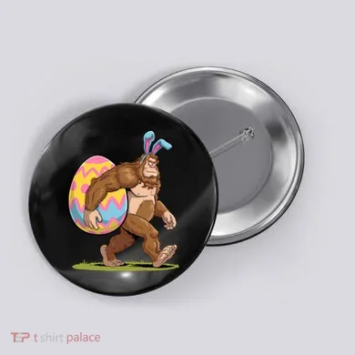Bigfoot Easter Bunny Ears Egg Sasquatch Lover Gift Button