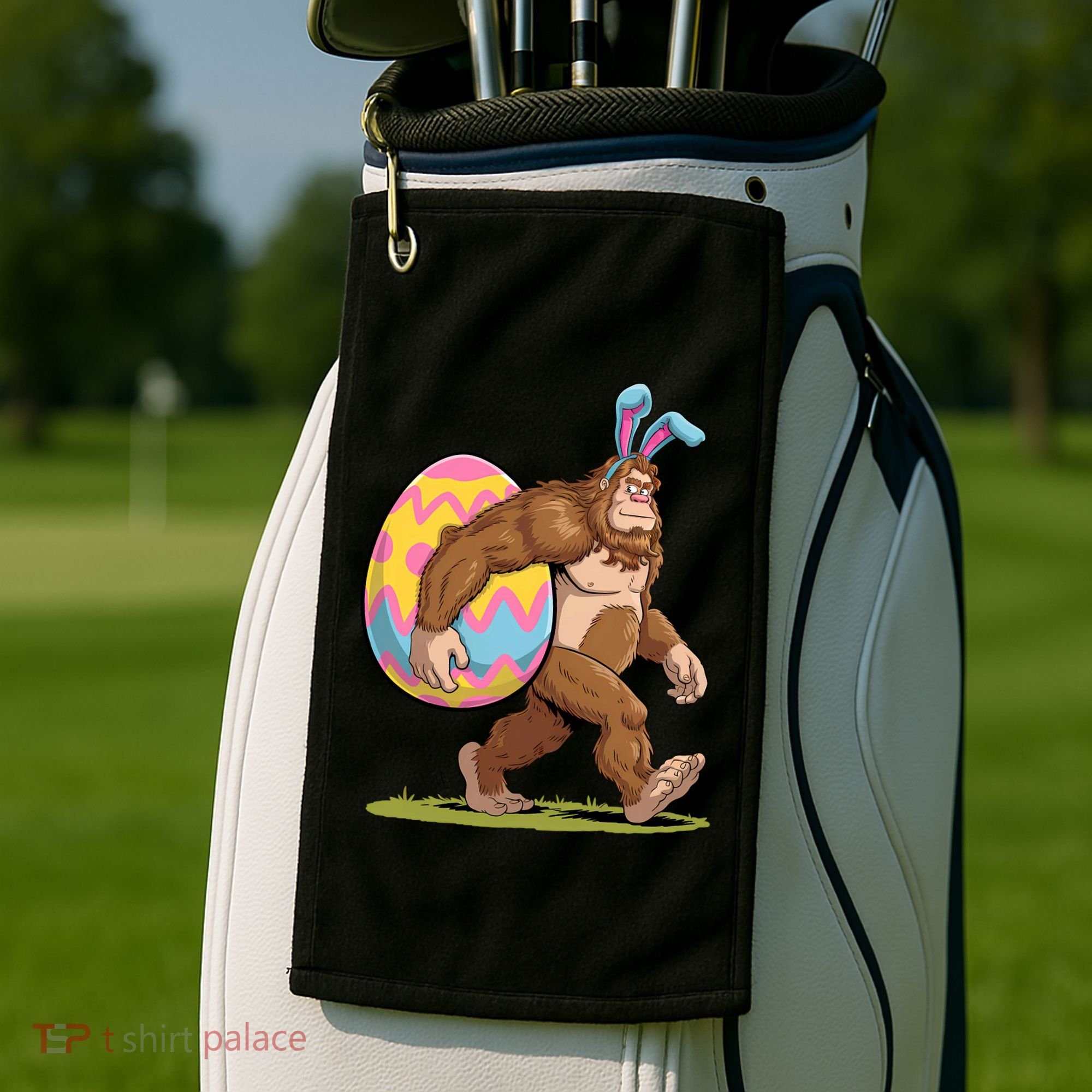 Bigfoot Easter Bunny Ears Egg Sasquatch Lover Gift Golf Towel