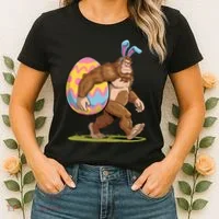 Bigfoot Easter Bunny Ears Egg Sasquatch Lover Gift Women's T-Shirt thumb 2