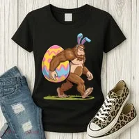Bigfoot Easter Bunny Ears Egg Sasquatch Lover Gift Women's T-Shirt thumb 3