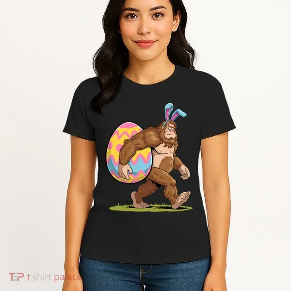 Bigfoot Easter Bunny Ears Egg Sasquatch Lover Gift Women's T-Shirt