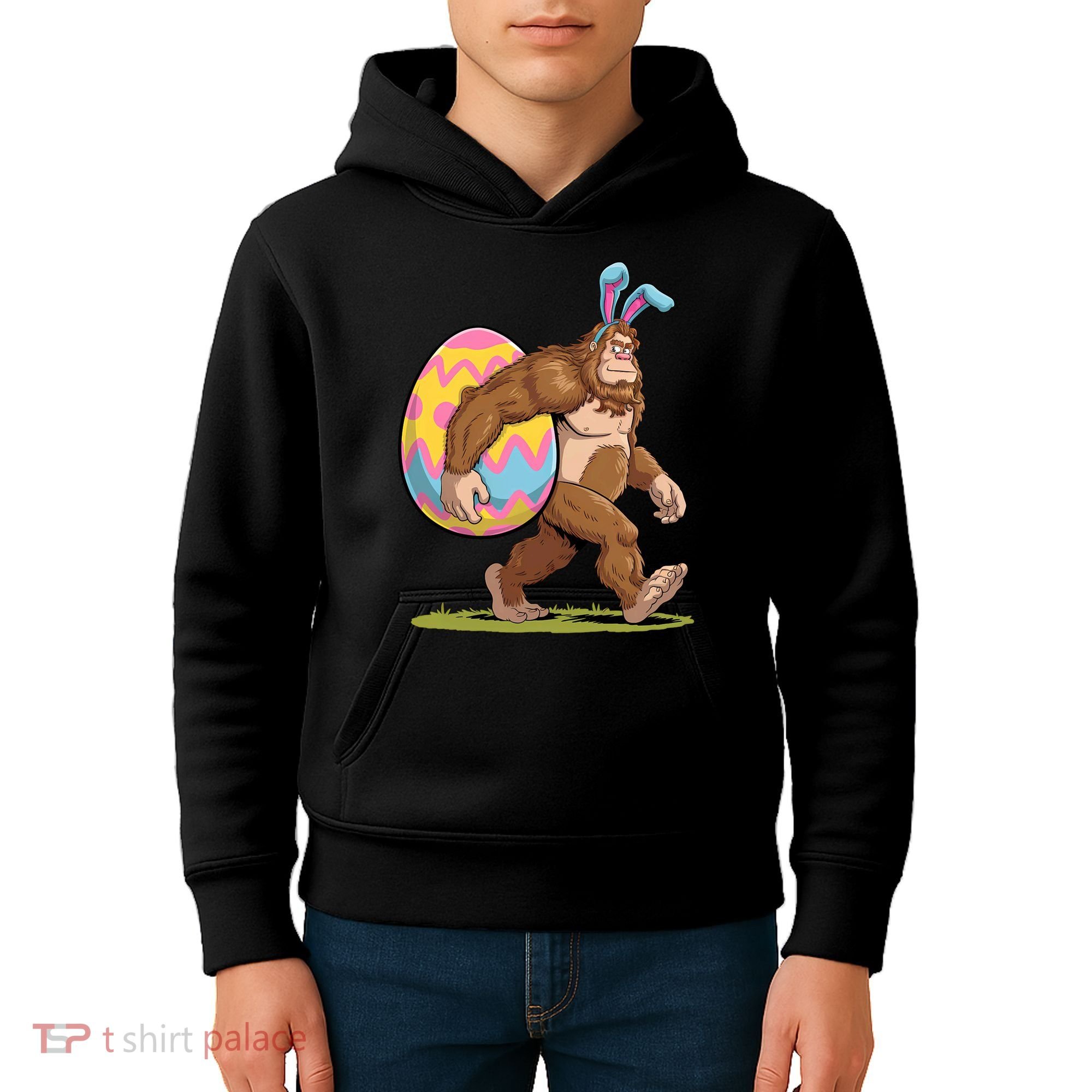 Bigfoot Easter Bunny Ears Egg Sasquatch Lover Gift Kids Hoodie