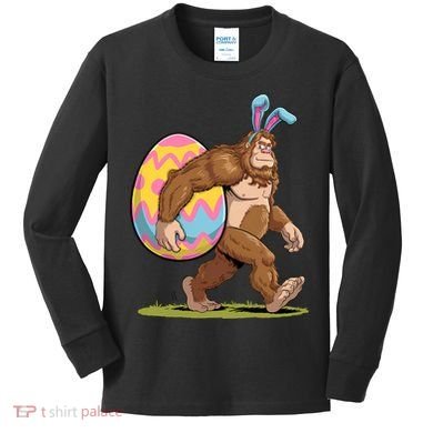 Bigfoot Easter Bunny Ears Egg Sasquatch Lover Gift Kids Long Sleeve Shirt