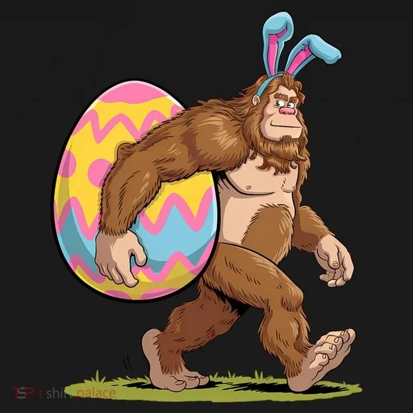 Bigfoot Easter Bunny Ears Egg Sasquatch Lover Gift Kids Long Sleeve Shirt