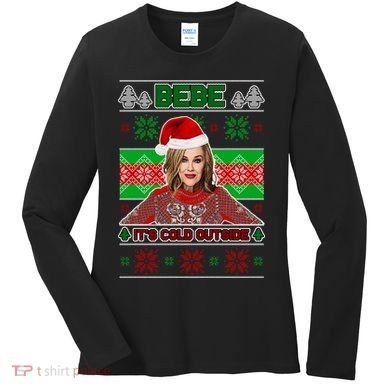 Bebe It's Cold Outside Ugly Christmas Sweater Women's Long Sleeve Shirt