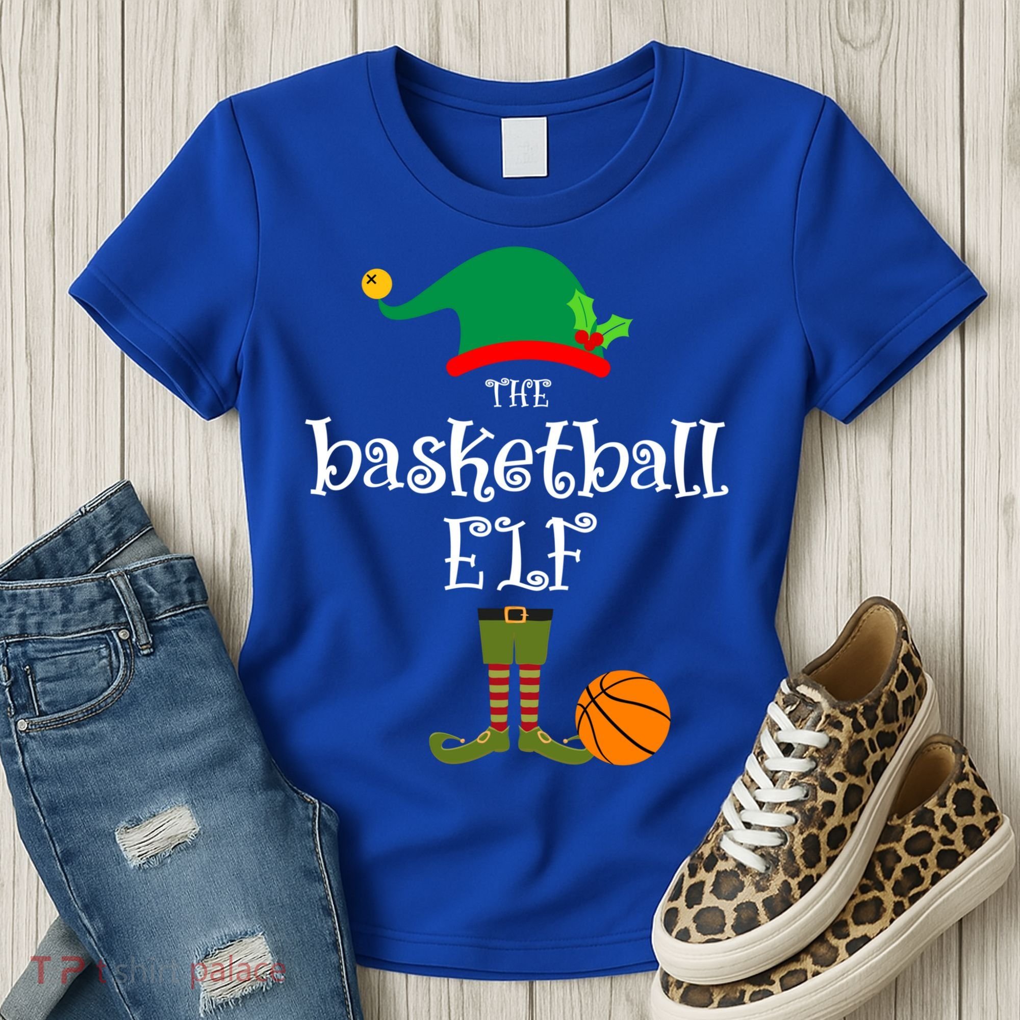 Basketball Elf Christmas Sport Holidays Great Gift Women's T-Shirt