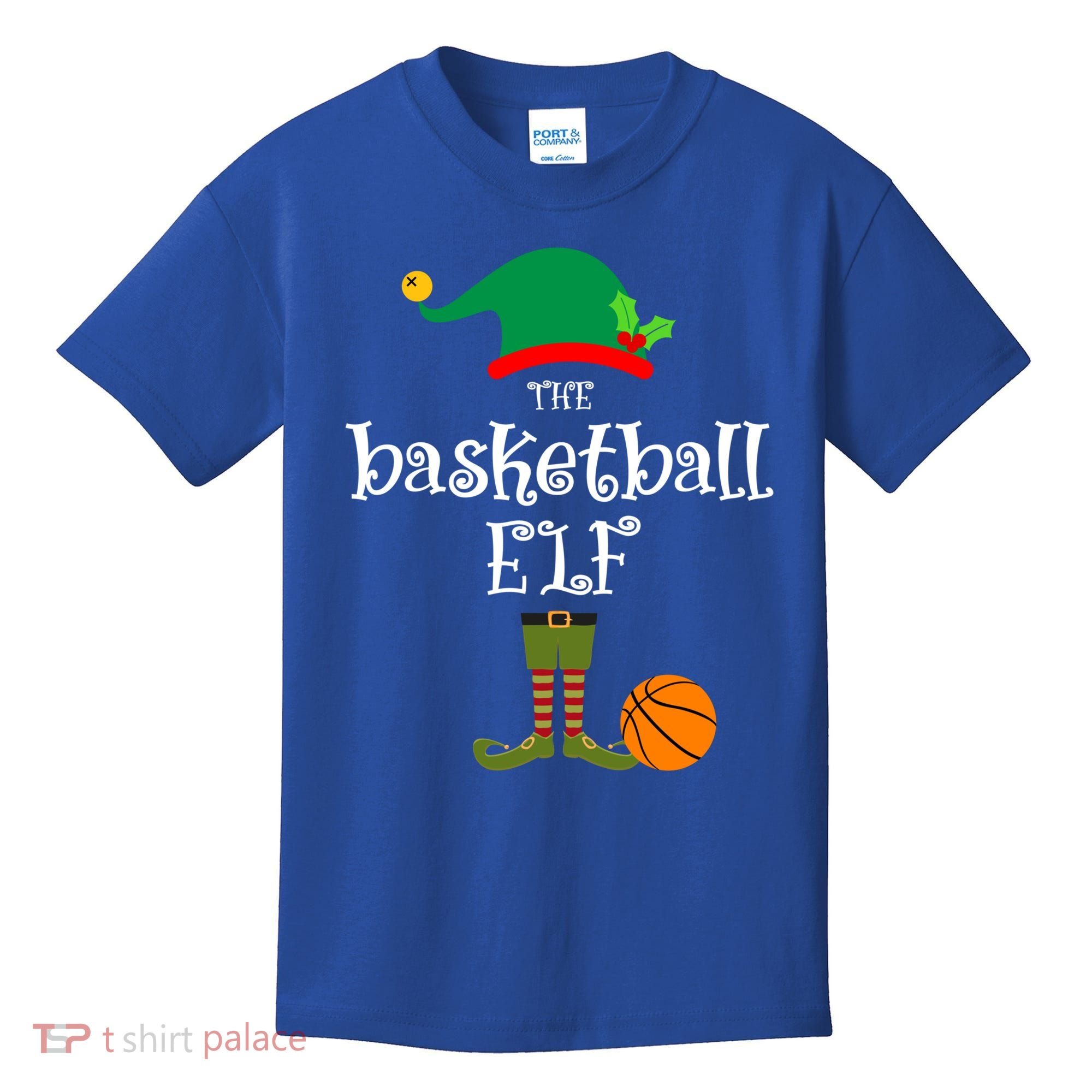 Basketball Elf Christmas Sport Holidays Great Gift Kids T-Shirt