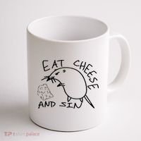 Buy Eat Cheese And Sin Funny Rat Coffee Mug thumb 1