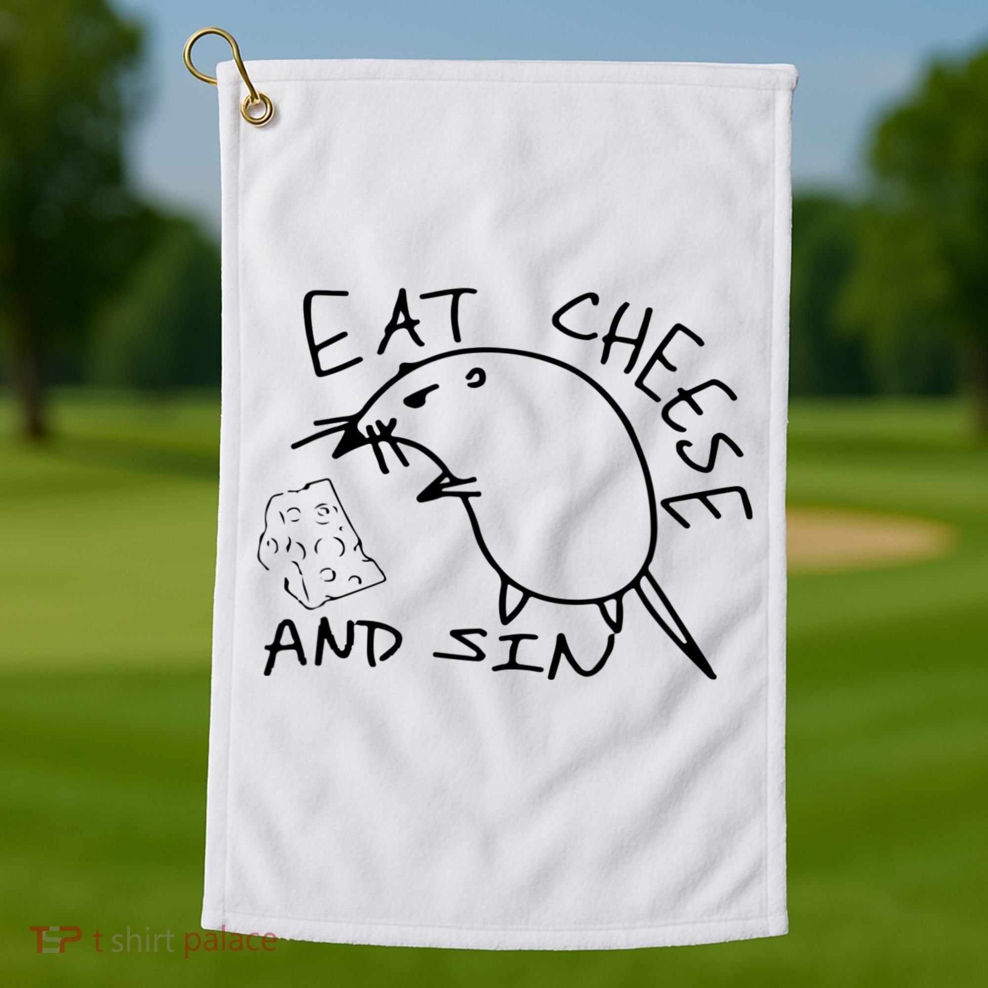 Buy Eat Cheese And Sin Funny Rat Golf Towel