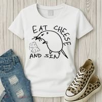 Buy Eat Cheese And Sin Funny Rat Women's T-Shirt thumb 3