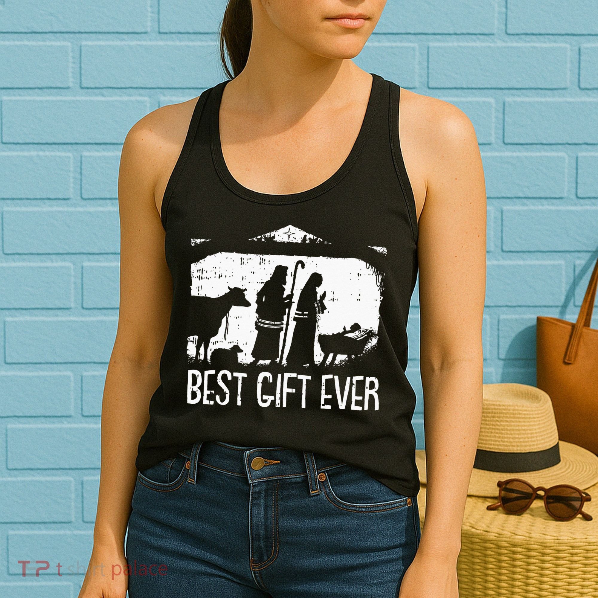 Best Ever Christmas Cool Jesus Nativity Scene Christian Women's Tank Top