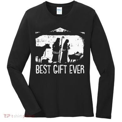 Best Ever Christmas Cool Jesus Nativity Scene Christian Women's Long Sleeve Shirt