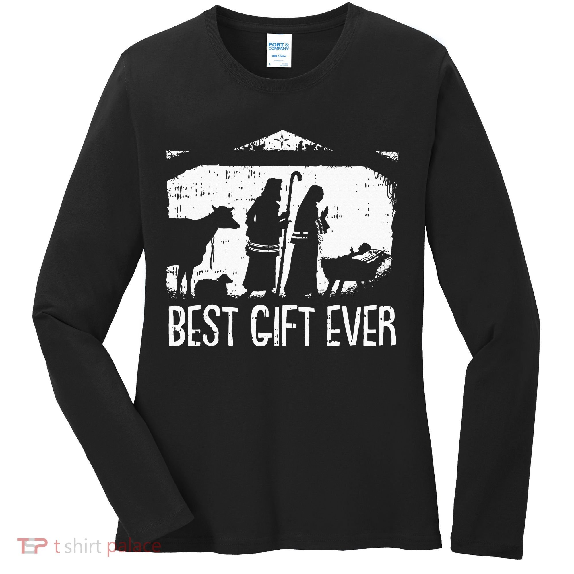 Best Ever Christmas Cool Jesus Nativity Scene Christian Women's Long Sleeve Shirt