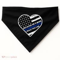 Because He's Mine I Walk This Line Back The Blue USA-Made Doggie Bandana thumb 0