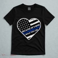 Because He's Mine I Walk This Line Back The Blue T-Shirt thumb 5