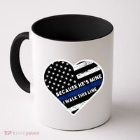 Because He's Mine I Walk This Line Back The Blue Coffee Mug thumb 0