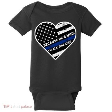 Because He's Mine I Walk This Line Back The Blue Baby Bodysuit