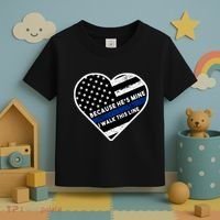 Because He's Mine I Walk This Line Back The Blue Toddler T-Shirt thumb 3