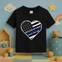 Because He's Mine I Walk This Line Back The Blue Toddler T-Shirt thumb 3