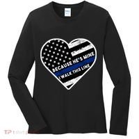 Because He's Mine I Walk This Line Back The Blue Women's Long Sleeve Shirt thumb 0