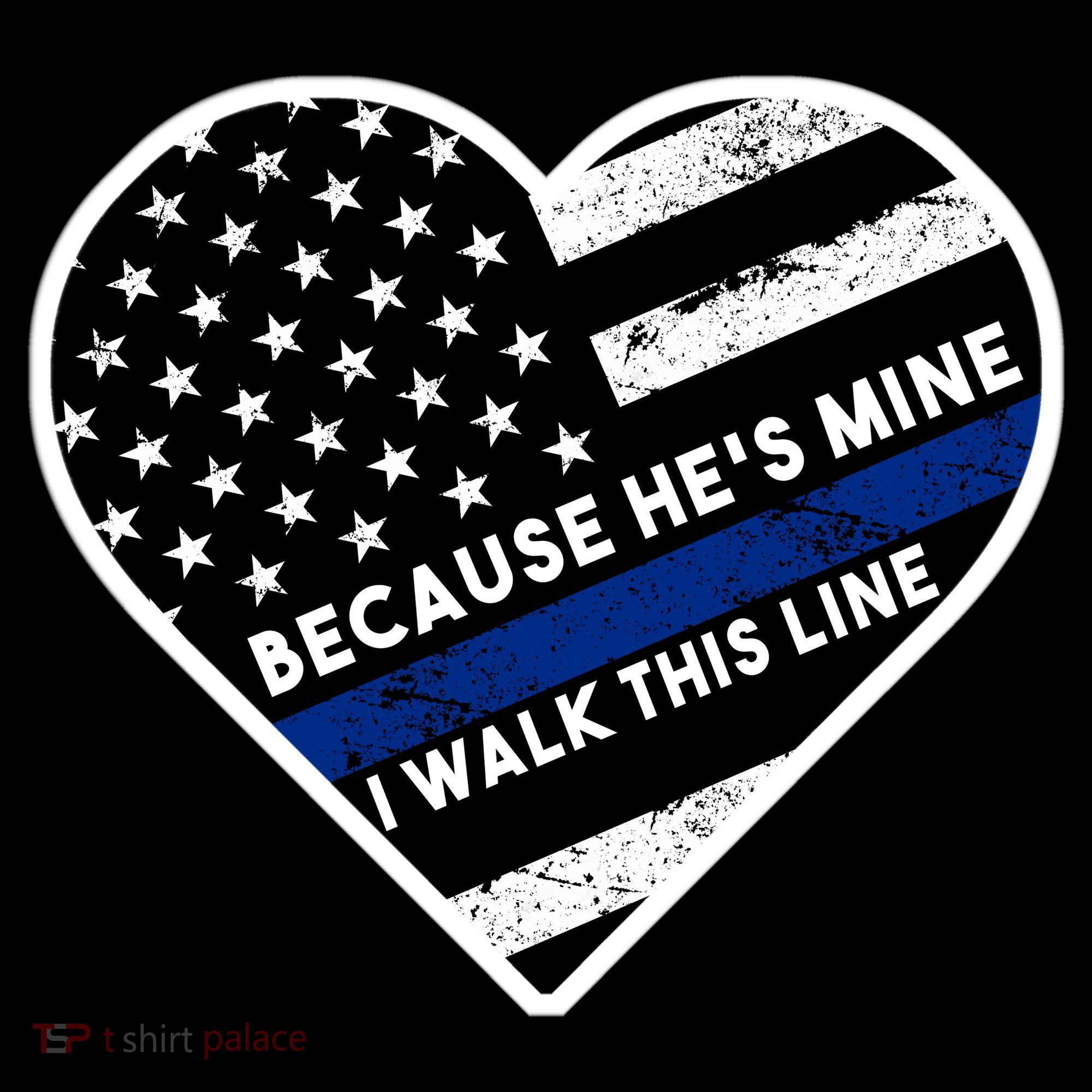 Because He's Mine I Walk This Line Back The Blue Women's Long Sleeve Shirt
