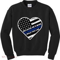 Because He's Mine I Walk This Line Back The Blue Kids Sweatshirt thumb 0