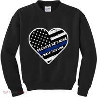 Because He's Mine I Walk This Line Back The Blue Kids Sweatshirt thumb 0