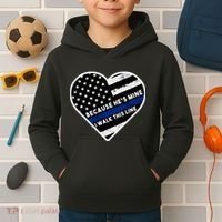 Because He's Mine I Walk This Line Back The Blue Kids Hoodie thumb 2