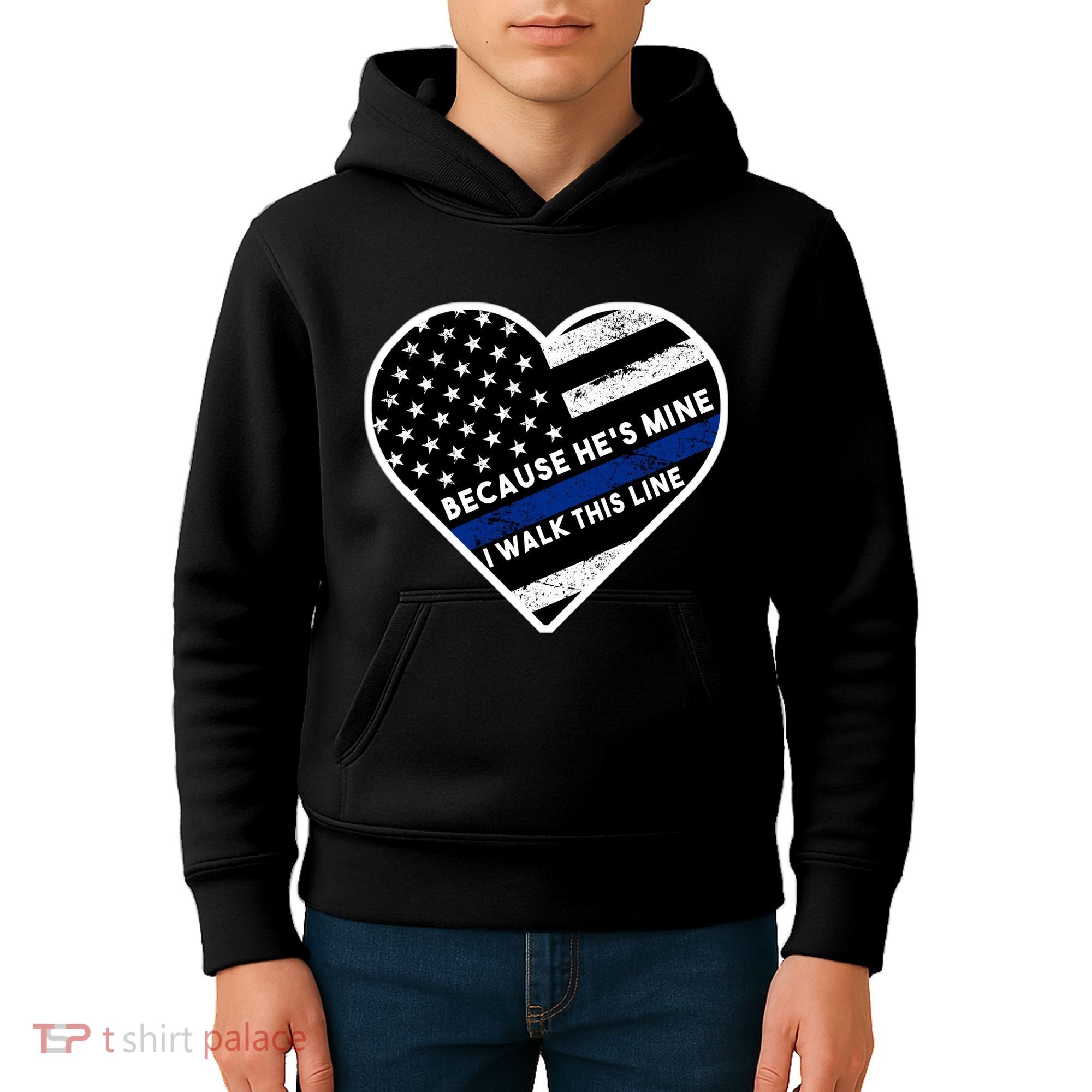 Because He's Mine I Walk This Line Back The Blue Kids Hoodie