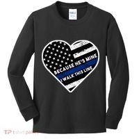 Because He's Mine I Walk This Line Back The Blue Kids Long Sleeve Shirt thumb 0