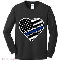 Because He's Mine I Walk This Line Back The Blue Kids Long Sleeve Shirt thumb 0