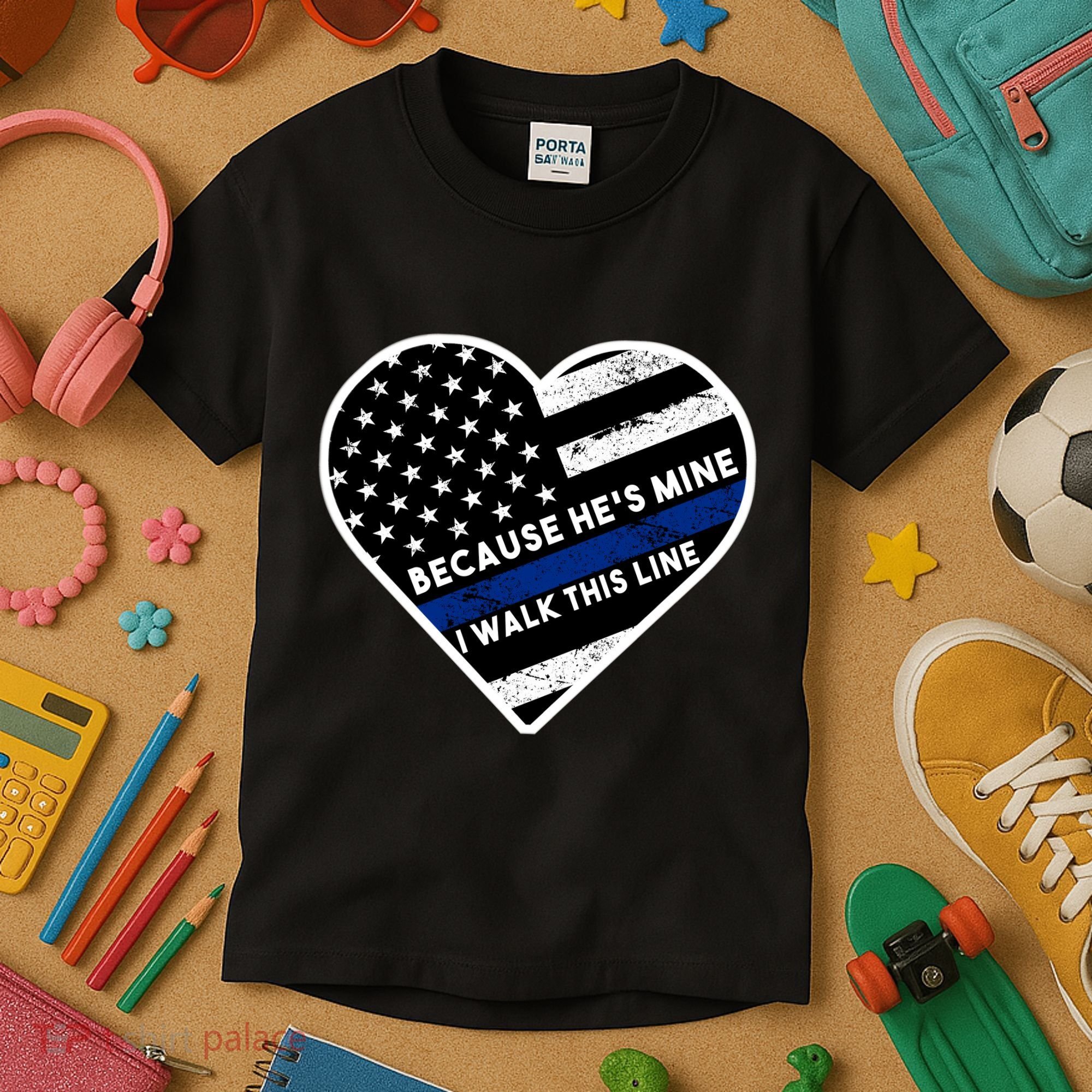 Because He's Mine I Walk This Line Back The Blue Kids T-Shirt