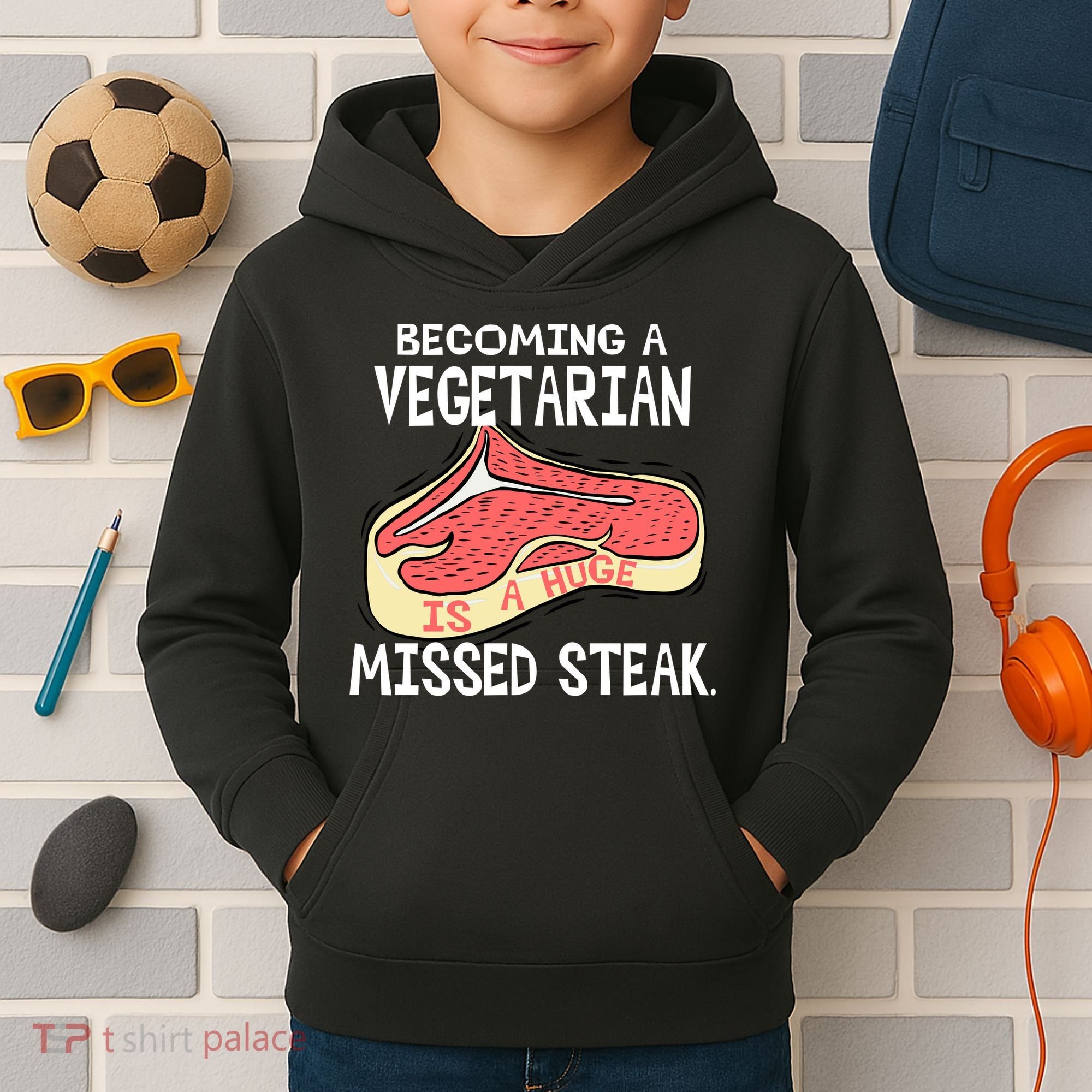 Becoming A Vegetarian is a Huge Missed Steak Kids Hoodie