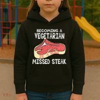 Becoming A Vegetarian is a Huge Missed Steak Kids Hoodie thumb 3