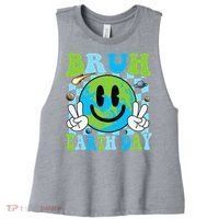 Bruh Earth Day Dabbing Earth Environmental Earth Day Women's Racerback Cropped Tank thumb 0