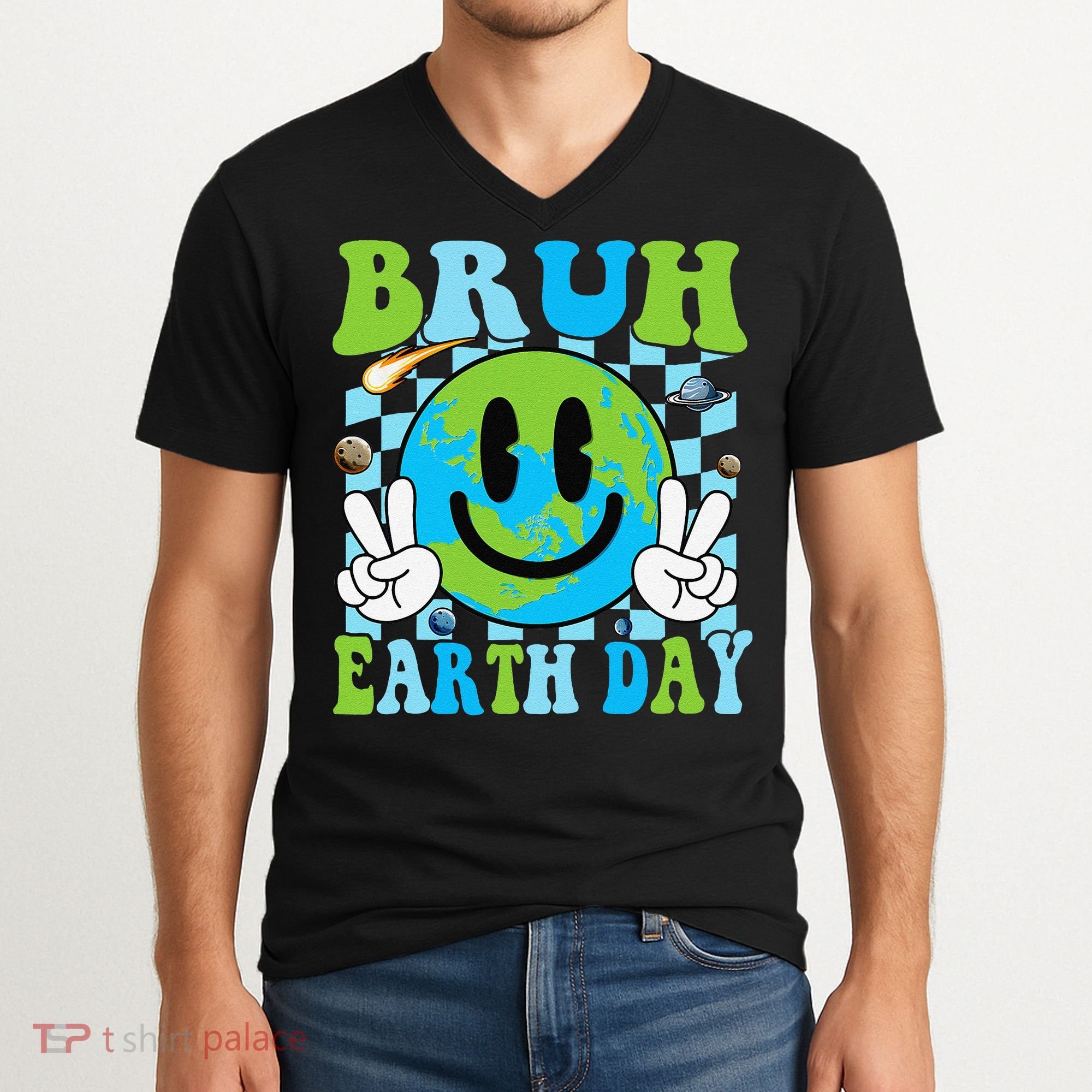 Bruh Earth Day Dabbing Earth Environmental Earth Day V-Neck T-Shirt